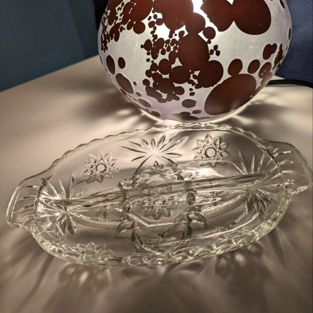 Vintage glass divided dish
